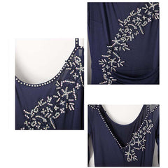 Women's Navy Long Sleeve Sling Modern Dance Dress Ballroom Dancing Costume