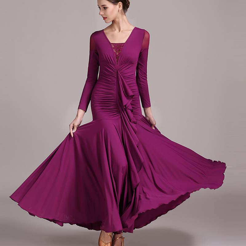 Women's Long Sleeve Modern Dance Dress Practice Dress Ballroom Dance Costume
