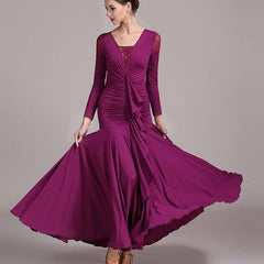 Women's Long Sleeve Modern Dance Dress Practice Dress Ballroom Dance Costume