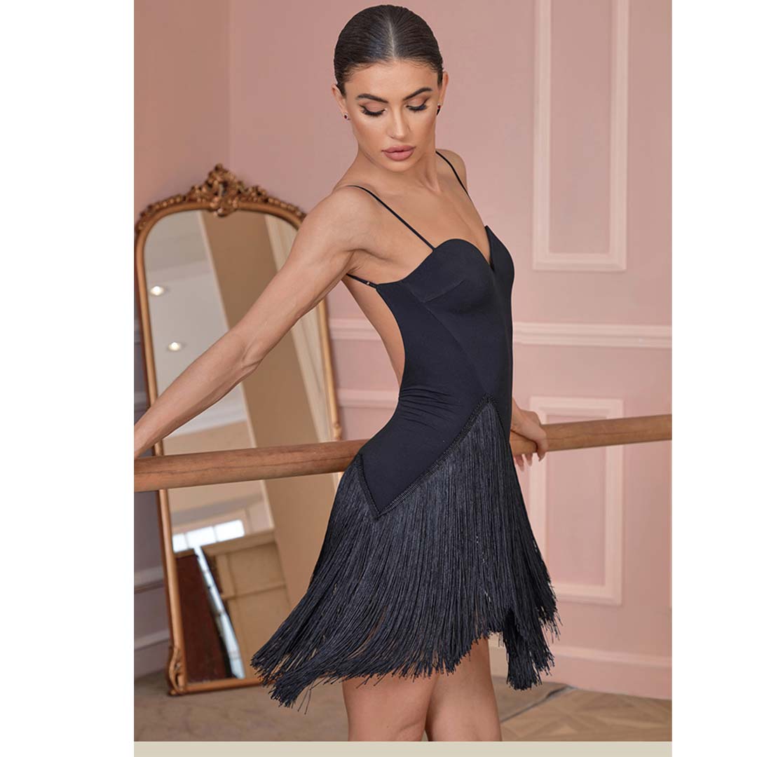 Women's Sleeveless Tassel Dance Dress Dance Wear Training Performance Dress