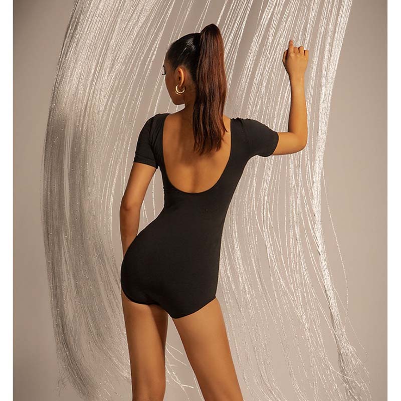 Women's Big Backless Dance Bodysuit Ballroom Dance Tops Professional Training Clothes