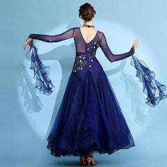Women's Long Sleeve WaltModern Ballroom Dance Dress Competition Dresses Performance wear