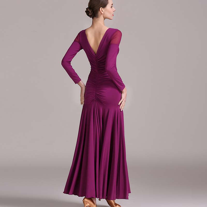 Women's Long Sleeve Modern Dance Dress Practice Dress Ballroom Dance Costume