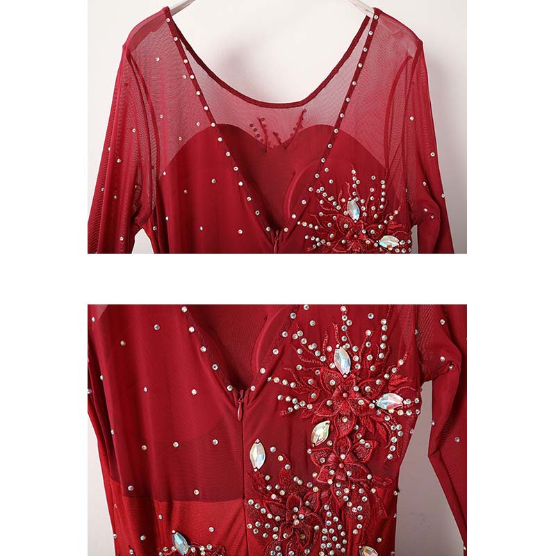 Women's Long Sleeve WaltModern Ballroom Dance Dress Competition Dresses Performance wear