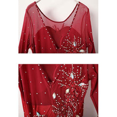 Women's Long Sleeve WaltModern Ballroom Dance Dress Competition Dresses Performance wear
