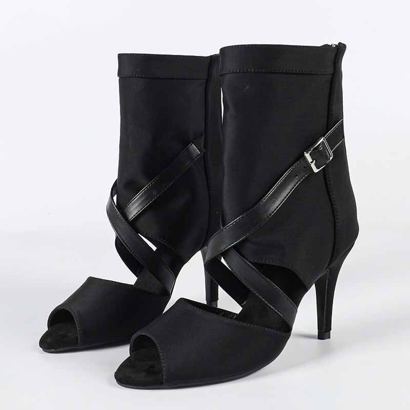 Women's Stretch Cloth Customized Heel Rubber Sole Heels Dance Boots JazDancing Shoes