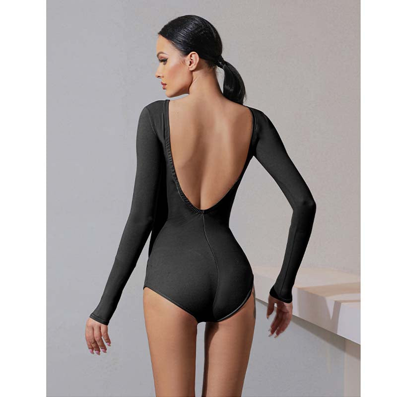 Women's Milk Silk Long Sleeve Bodysuit Practice Dance Wear Practice