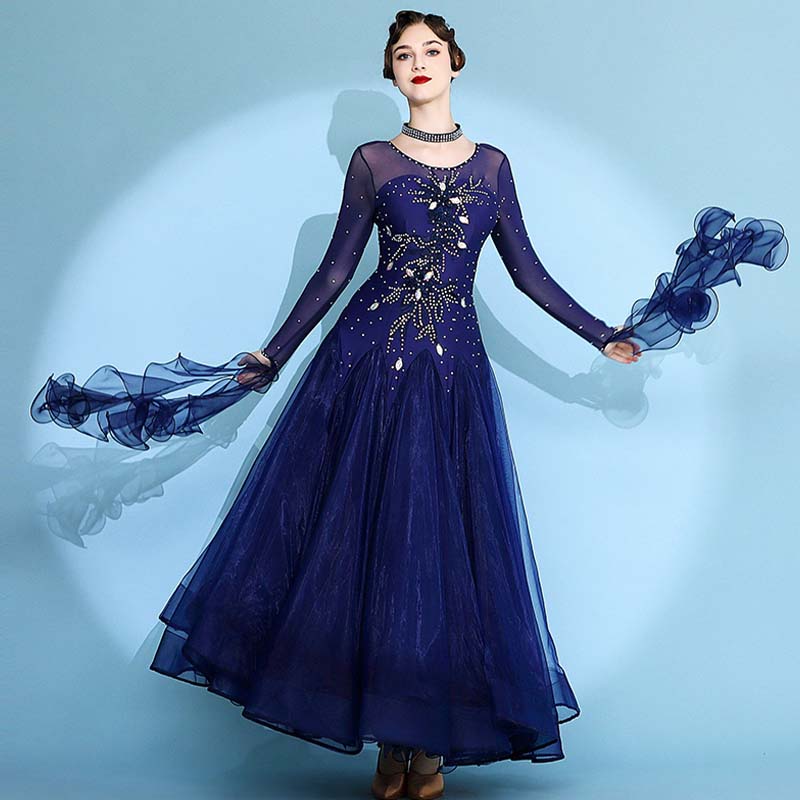 Women's Long Sleeve WaltModern Ballroom Dance Dress Competition Dresses Performance wear