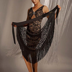 Women's Lace Tassels Latin Dance Srt Dance Wear Training Performance Dress