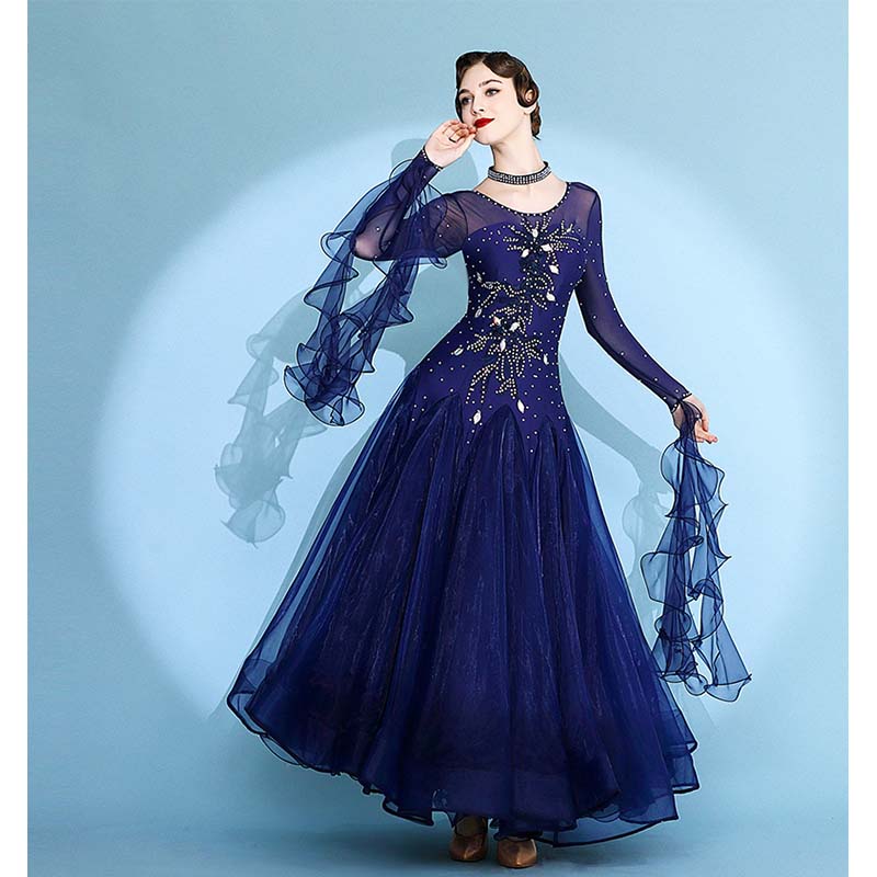 Women's Long Sleeve WaltModern Ballroom Dance Dress Competition Dresses Performance wear