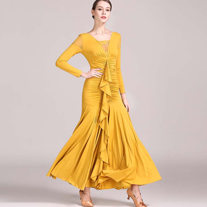 Women's Long Sleeve Modern Dance Dress Practice Dress Ballroom Dance Costume