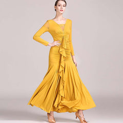 Women's Long Sleeve Modern Dance Dress Practice Dress Ballroom Dance Costume