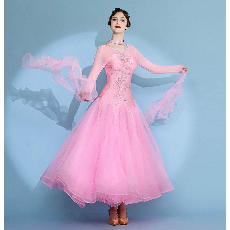Women's Long Sleeve WaltModern Ballroom Dance Dress Competition Dresses Performance wear
