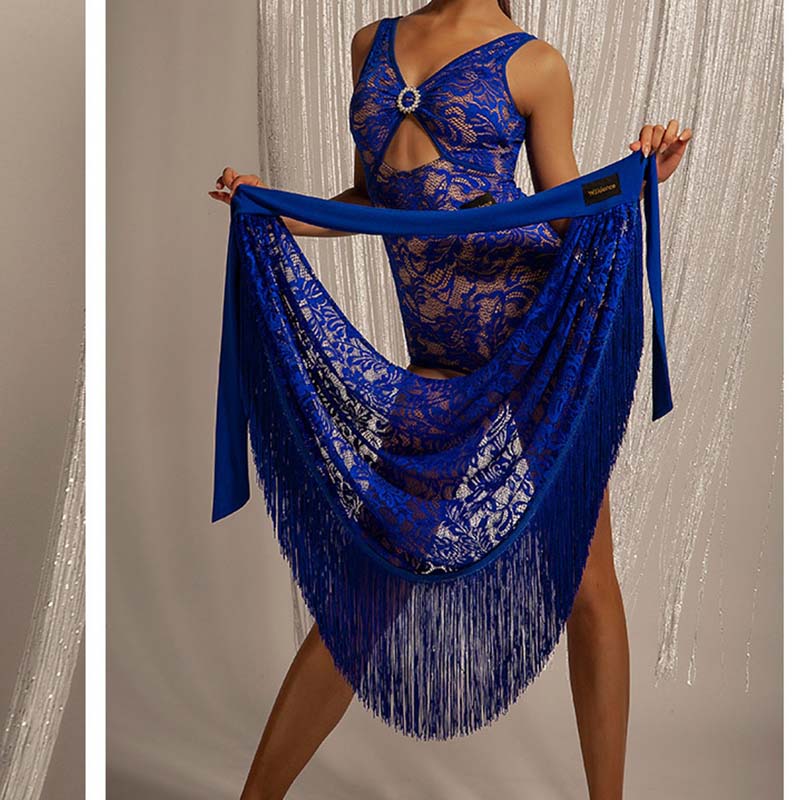 Women's Lace Tassels Latin Dance Srt Dance Wear Training Performance Dress