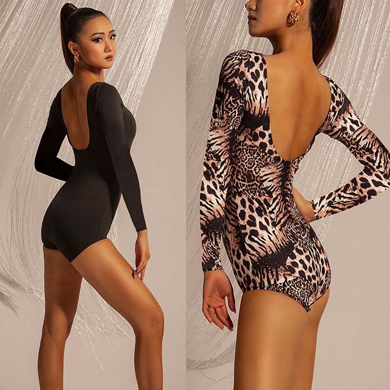 Women's Big Backless Dance Bodysuit Ballroom Dance Tops Professional Training Clothes