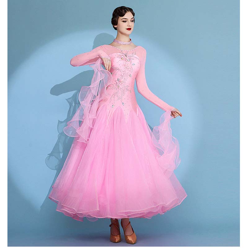 Women's Long Sleeve WaltModern Ballroom Dance Dress Competition Dresses Performance wear