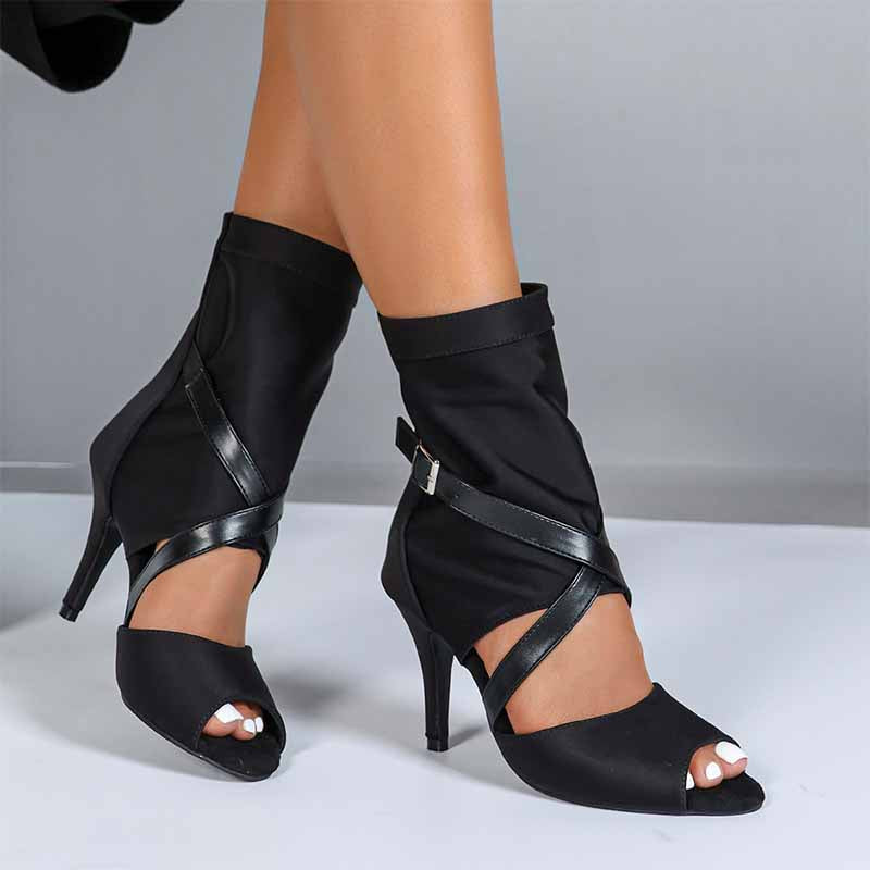 Women's Stretch Cloth Customized Heel Rubber Sole Heels Dance Boots JazDancing Shoes