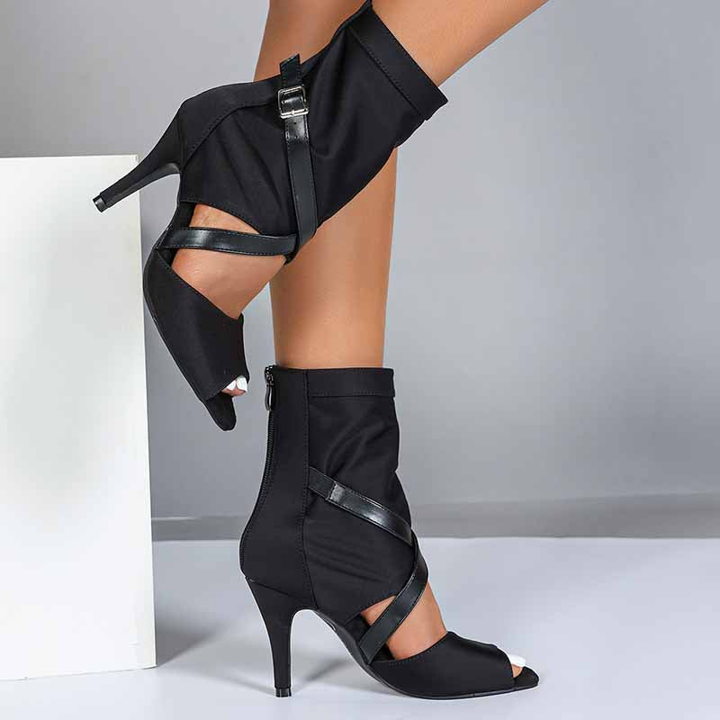 Women's Stretch Cloth Customized Heel Rubber Sole Heels Dance Boots JazDancing Shoes