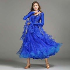 Women's Long Sleeve WaltModern Ballroom Dance Dress Competition Dresses