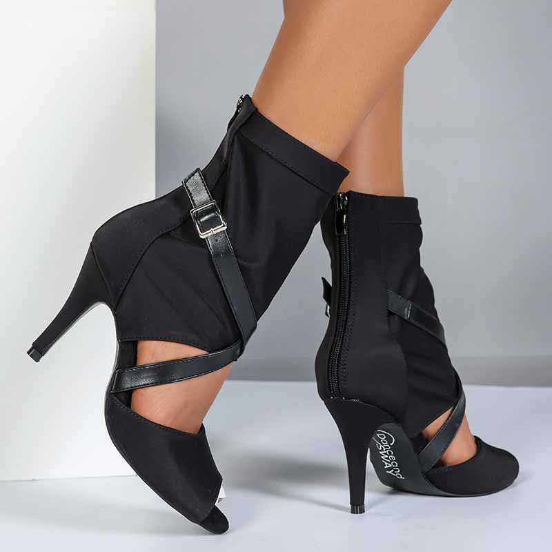 Women's Stretch Cloth Customized Heel Rubber Sole Heels Dance Boots JazDancing Shoes