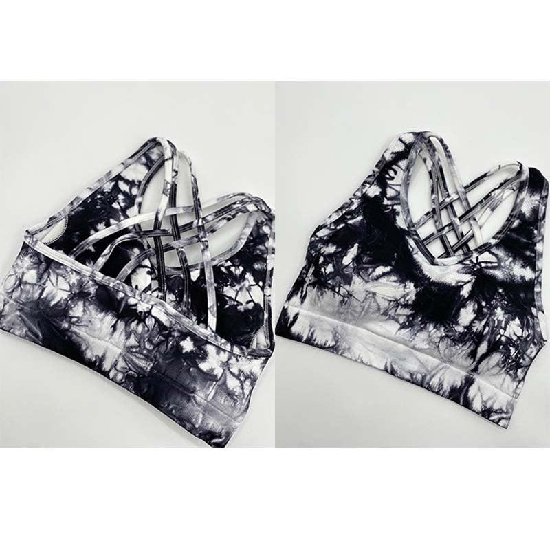 Women's Tie-dye Stretch Yoga Suit Sports Running Fitness Set Knitted Fitness