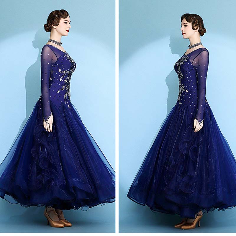 Women's Long Sleeve WaltModern Ballroom Dance Dress Competition Dresses Performance wear