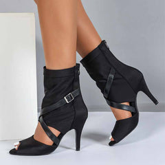 Women's Stretch Cloth Customized Heel Rubber Sole Heels Dance Boots JazDancing Shoes
