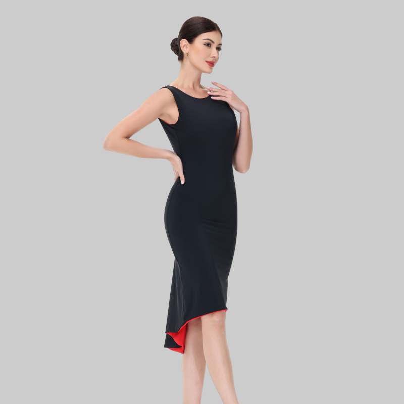 Customisable-Women's Performance Sleeveless Latin Salsa Dance Dress Competition Dress
