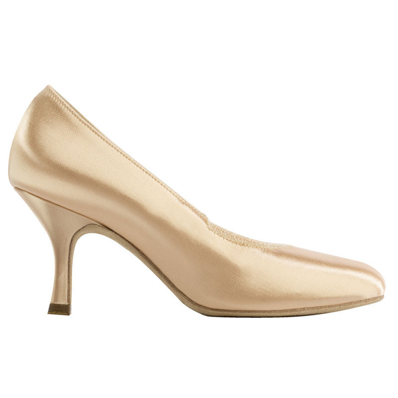 Women's Apricot Satin Customized Heel Modern Ballroom Dance Shoes
