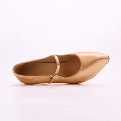 Women's Bronze Satin Customized Heel Modern Ballroom Dance Shoes