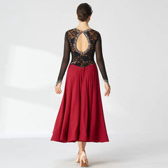 YUN Customisable-Women's Long sleeve DiamonDance Costume Dress For Ballroom Dancing standard/Smooth Dress