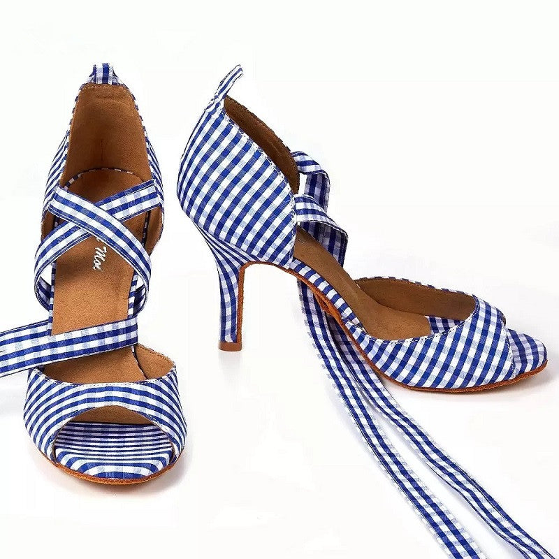 Women's Cloth Customized Heel Latin Shoes Salsa Shoes Ballroom Dance Shoes