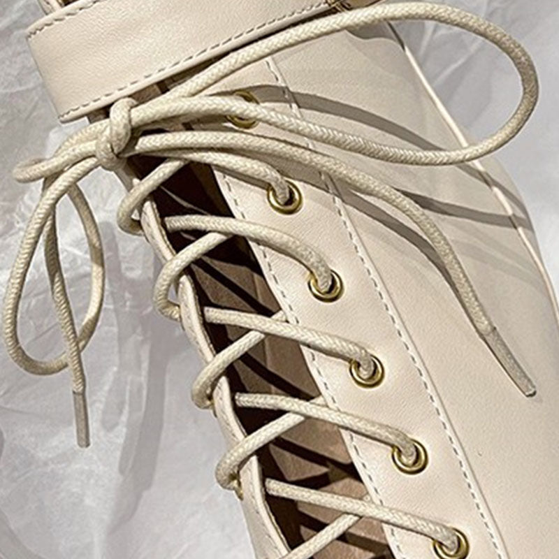Women's 7.5cm/10cm Slim Heel Leatherette Rubber Sole Peep Toe Lace-up JazShoes Dance Boots