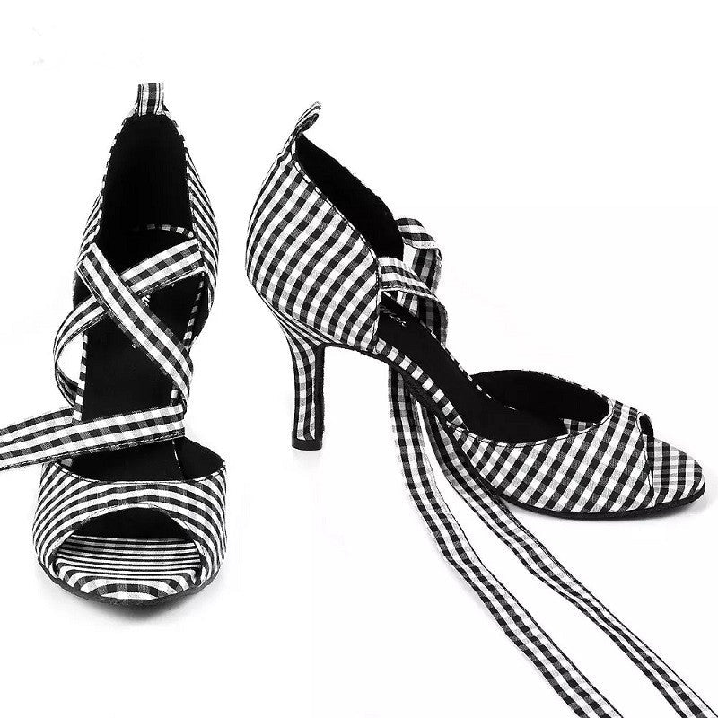 Women's Cloth Customized Heel Latin Shoes Salsa Shoes Ballroom Dance Shoes