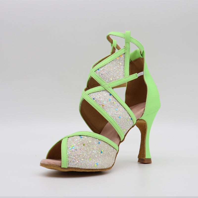 Women's Fluorescent PU Customized Heel Heels Dance Boots Salsa Dancing Shoes