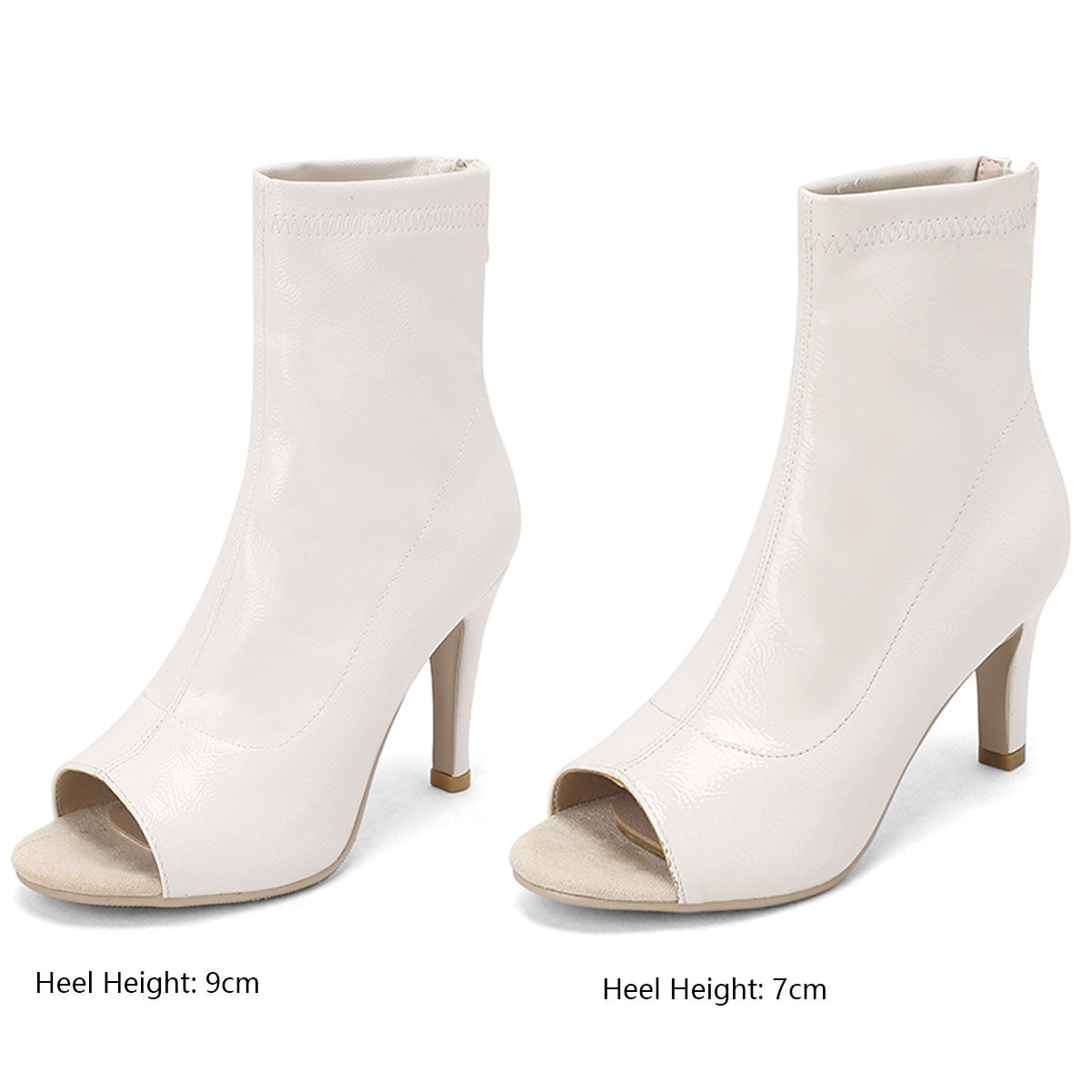 Women's 7cm/9cm Rubber Sole Heel Leatherette JazShoes Open Toe Dance Heels Boot