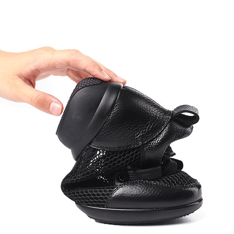 Women's Leather Mesh Lace-up 4cm Heel Dance Sneakers Practice Dance Shoes JazDance
