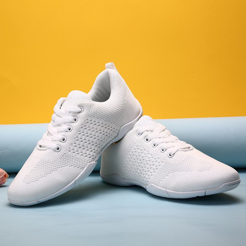 Women's White Mesh JazShoes Lace-up Dance Sneakers