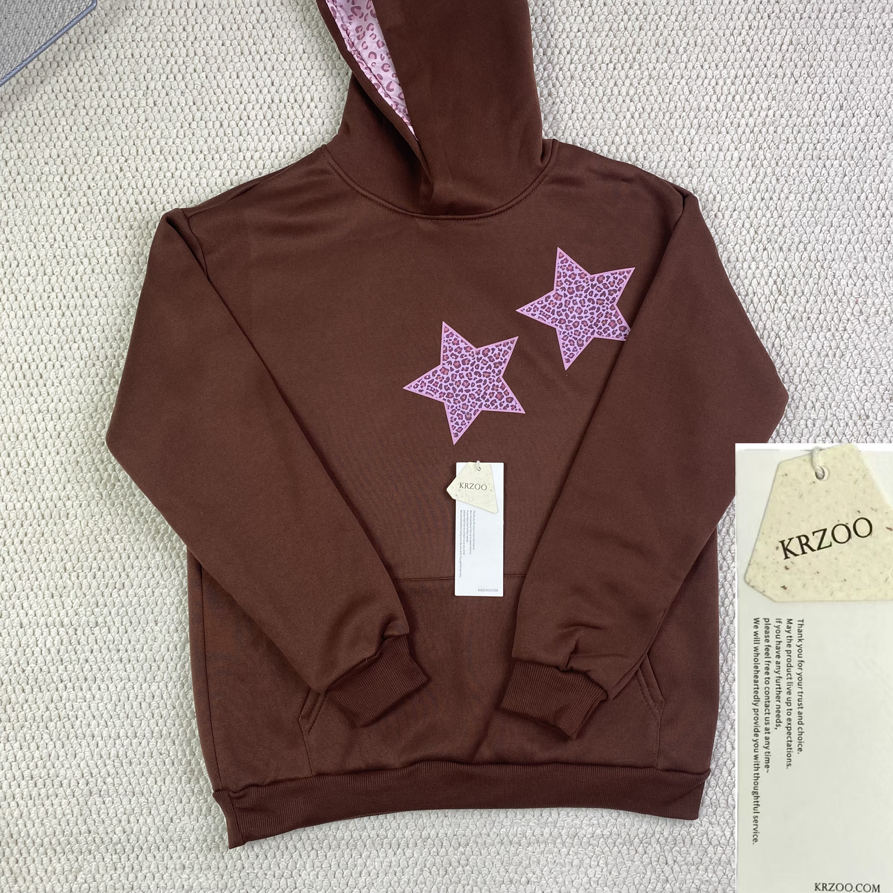Star print hooded pullover hoodie