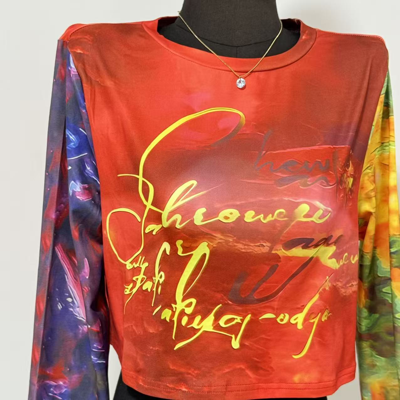 Cropped Slim-Fit Printed T-Shirt