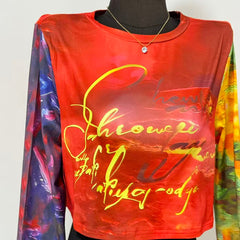 Cropped Slim-Fit Printed T-Shirt