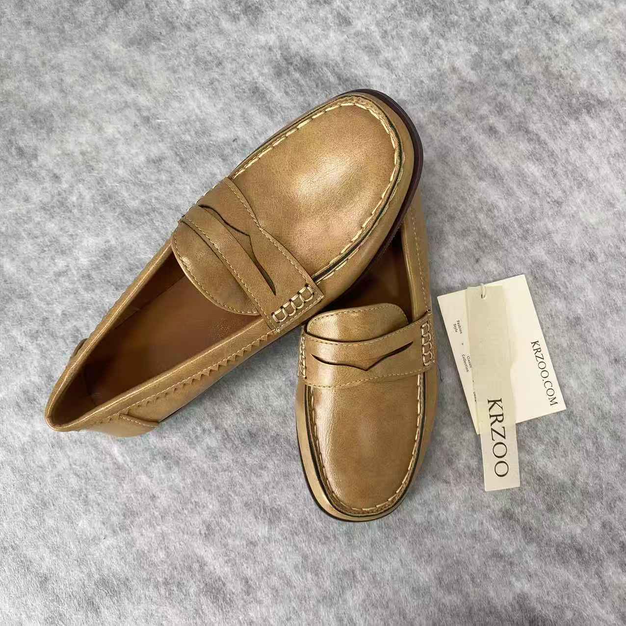 Brown thick-soled business shoes