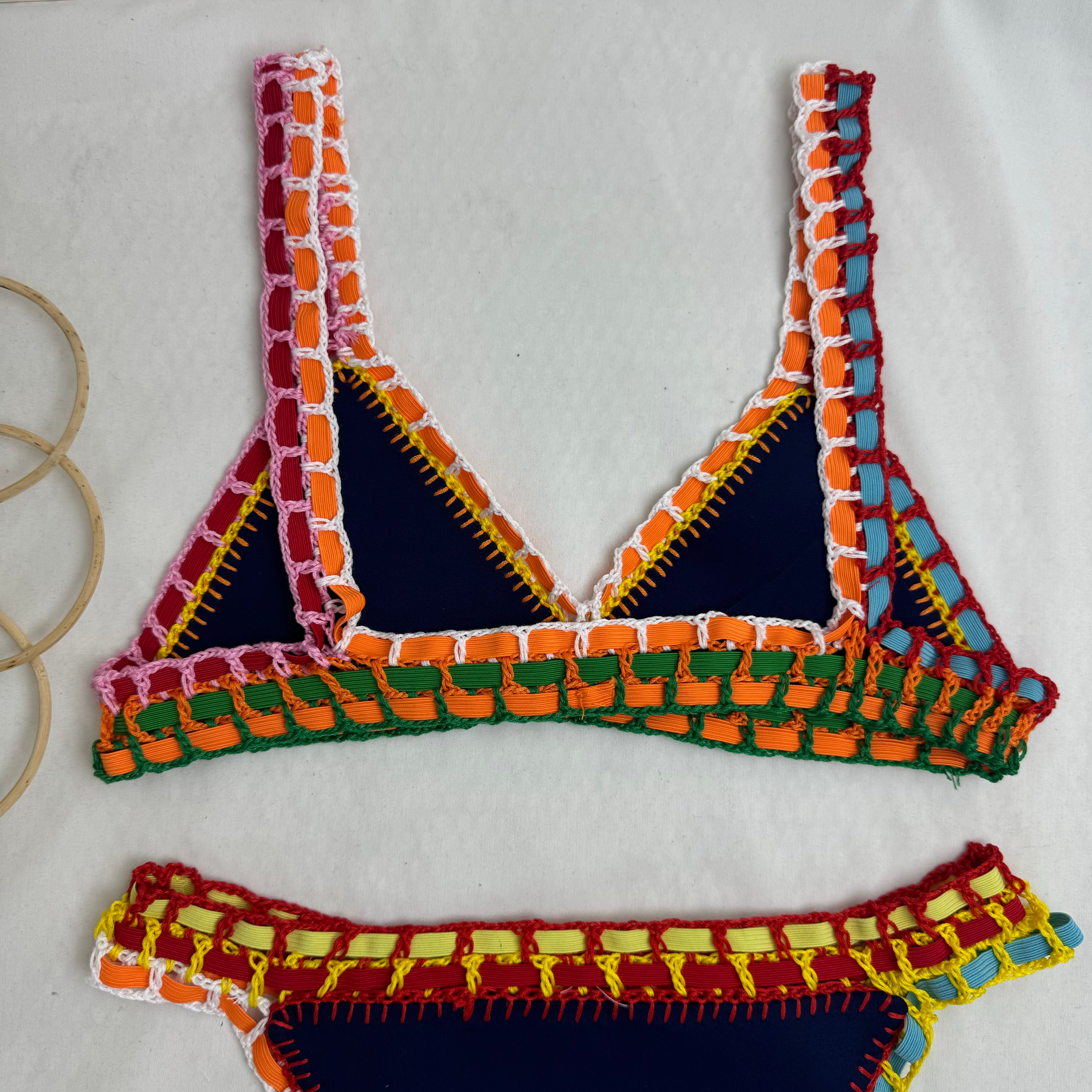 Two-Piece Colorful Bikini With Contrast Trim
