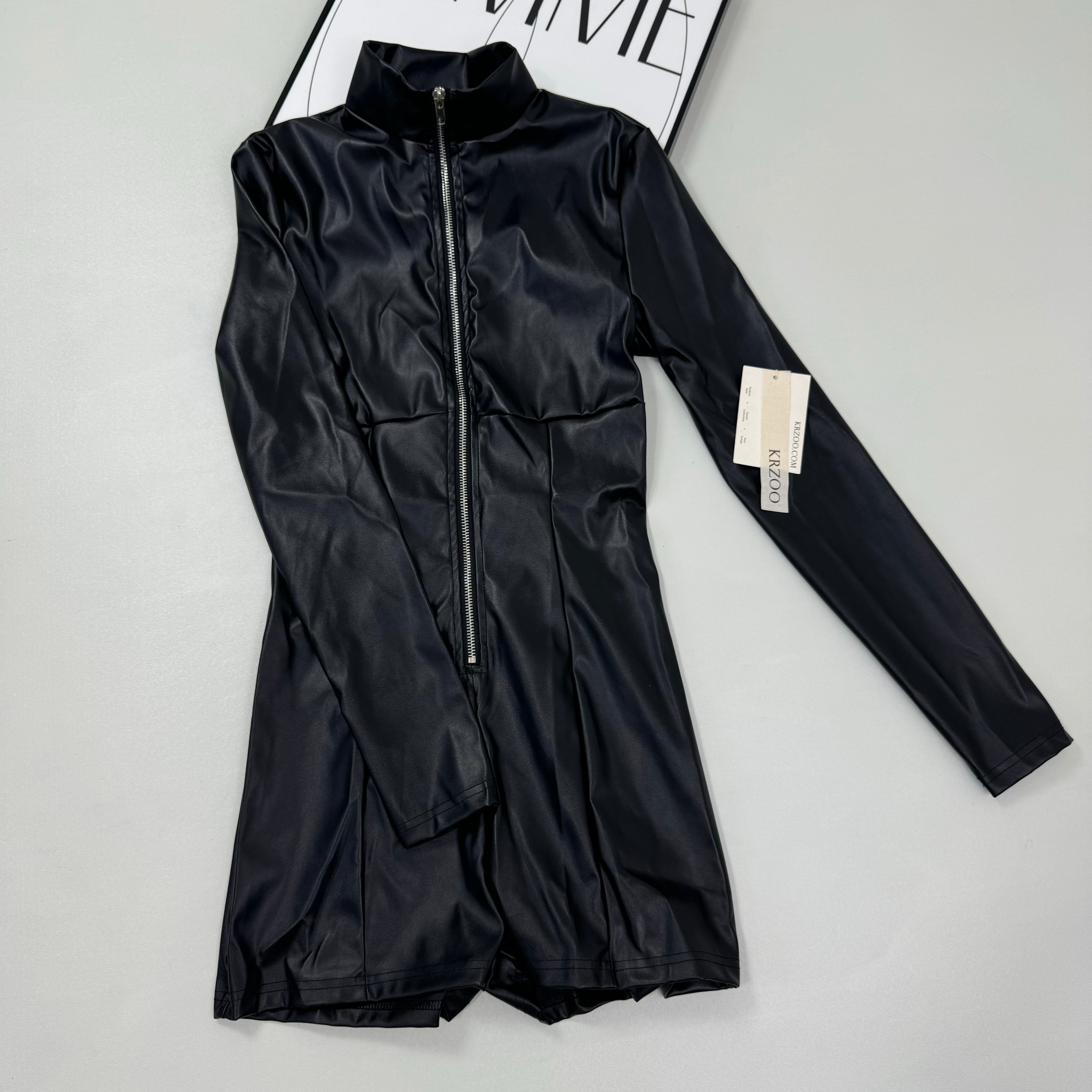 Zipper body-hugging one-piece pants