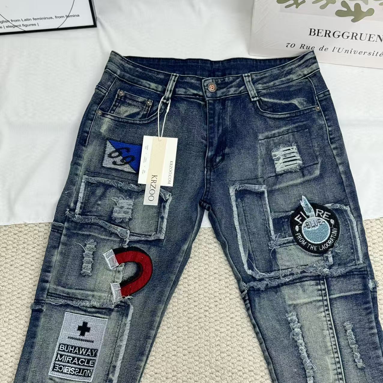 Distressed Vintage-Style Jeans