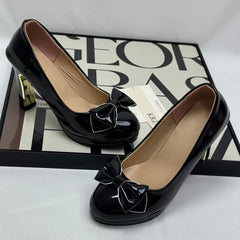Belted waterproof platform high-heeled shoes