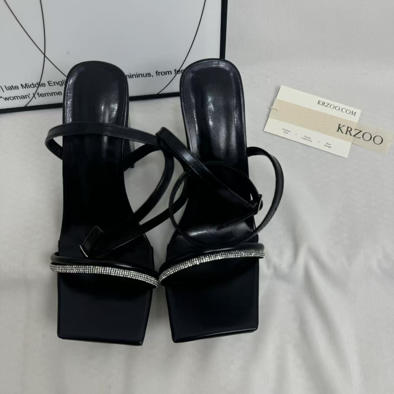 Sparkling Rhinestone Slide Sandals