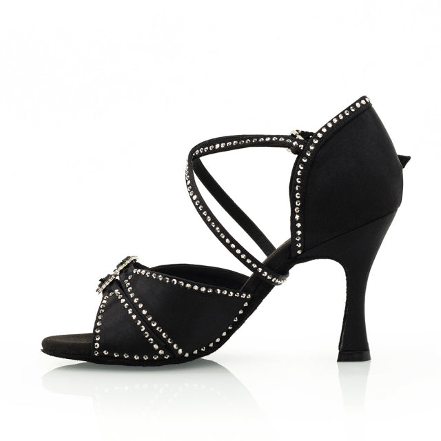 Women's Brown Satin Customized Heel Ballroom Dance Shoes Latin Dance Shoes