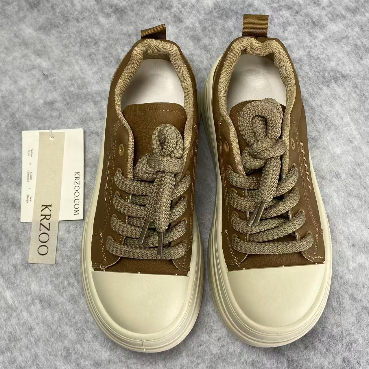 High-top thick-soled platform lace-up shoes