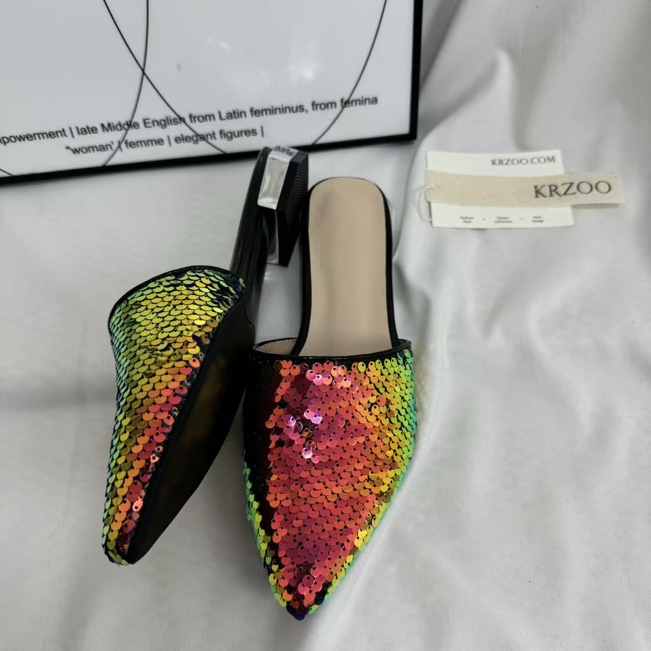 Plus-Size Flat Sequin Slides